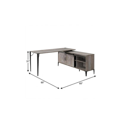 65" Gray and Black L Shape Writing Desk HomeRoots