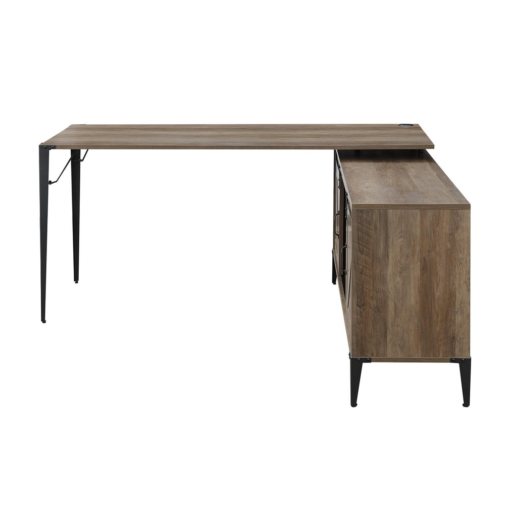 65" Brown and Black L Shape Writing Desk HomeRoots