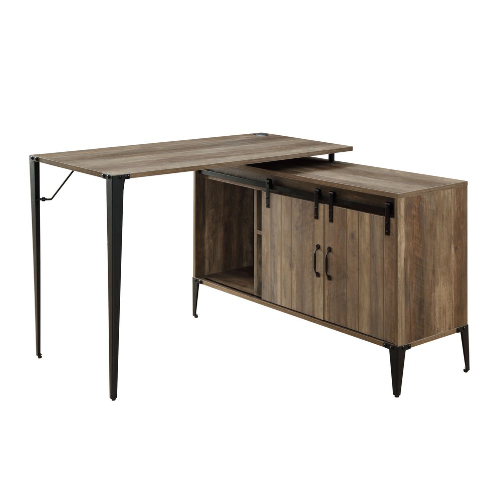 48" Brown and Black L Shape Writing Desk HomeRoots