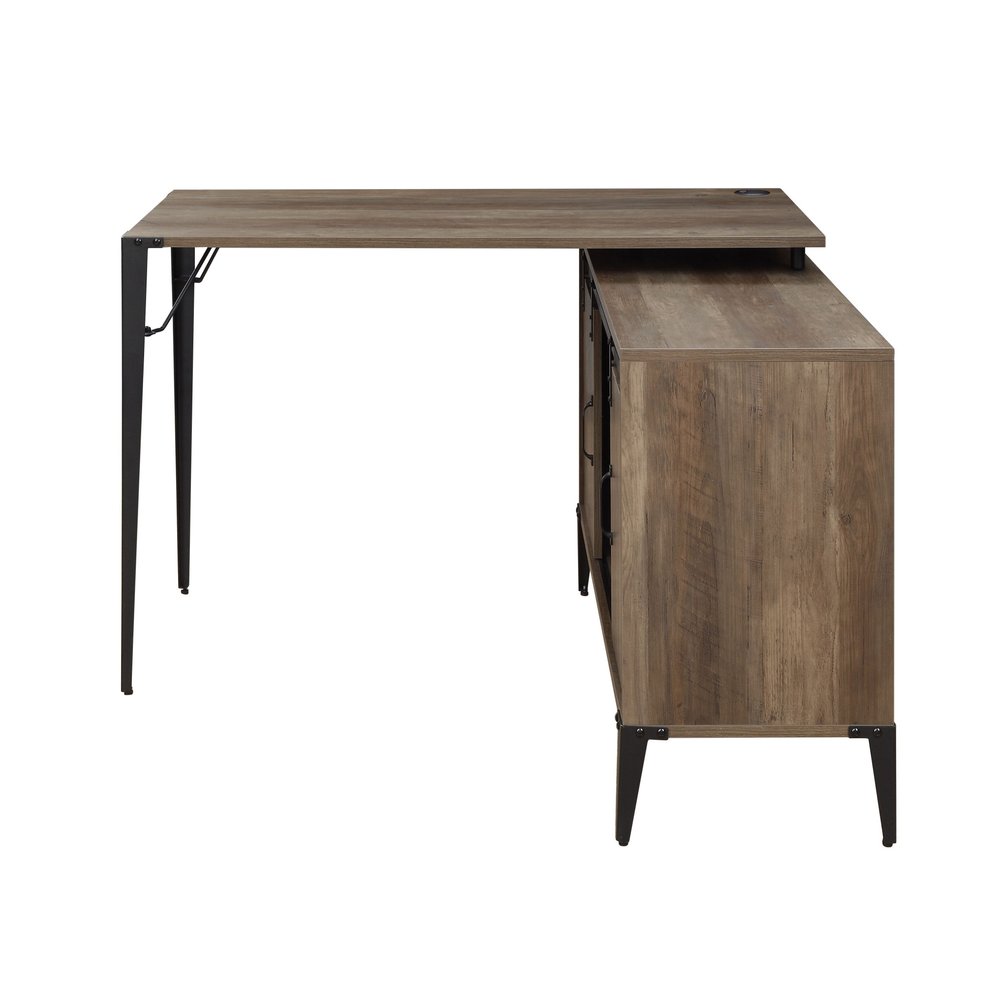 48" Brown and Black L Shape Writing Desk HomeRoots