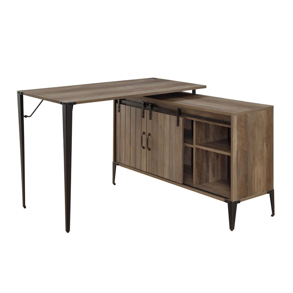 48" Brown and Black L Shape Writing Desk HomeRoots