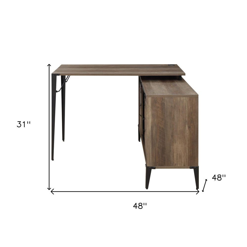 48" Brown and Black L Shape Writing Desk HomeRoots