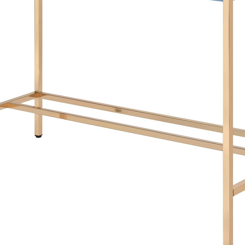 42" Navy Blue and Gold Writing Desk HomeRoots