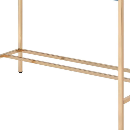 42" Navy Blue and Gold Writing Desk HomeRoots