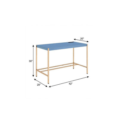 42" Navy Blue and Gold Writing Desk HomeRoots
