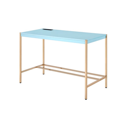 42" Baby Blue and Gold Writing Desk HomeRoots