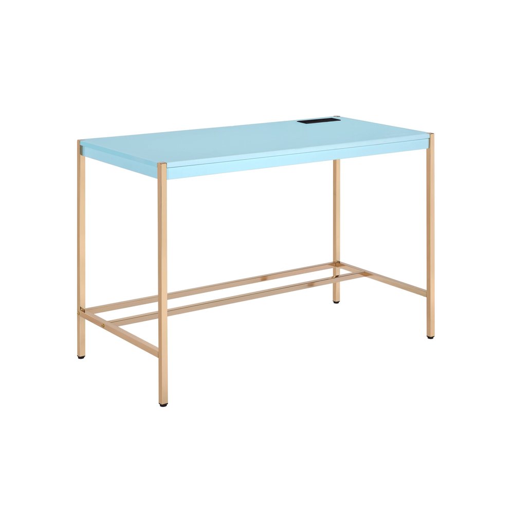 42" Baby Blue and Gold Writing Desk HomeRoots