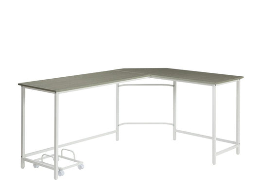 66" Gray and White L Shape Computer Desk HomeRoots