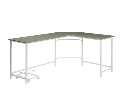 66" Gray and White L Shape Computer Desk HomeRoots