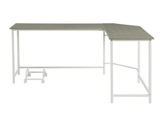 66" Gray and White L Shape Computer Desk HomeRoots
