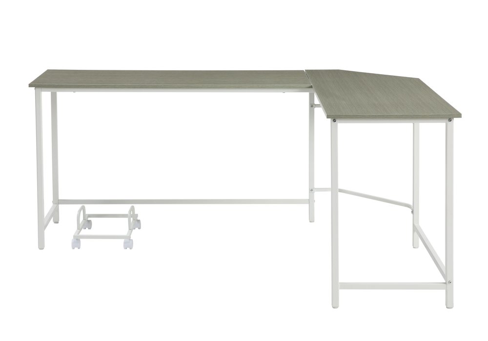 66" Gray and White L Shape Computer Desk HomeRoots