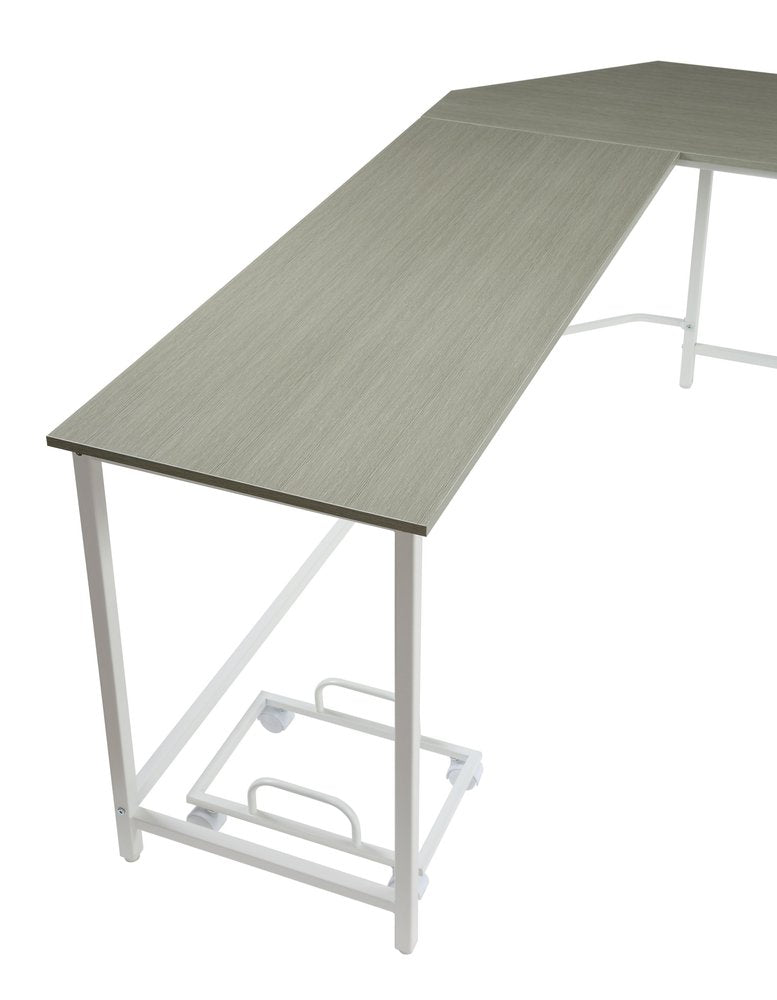 66" Gray and White L Shape Computer Desk HomeRoots