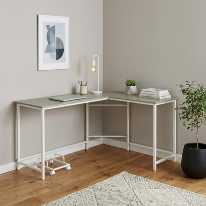 66" Gray and White L Shape Computer Desk HomeRoots