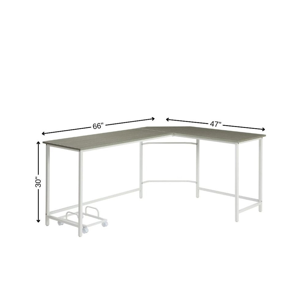 66" Gray and White L Shape Computer Desk HomeRoots