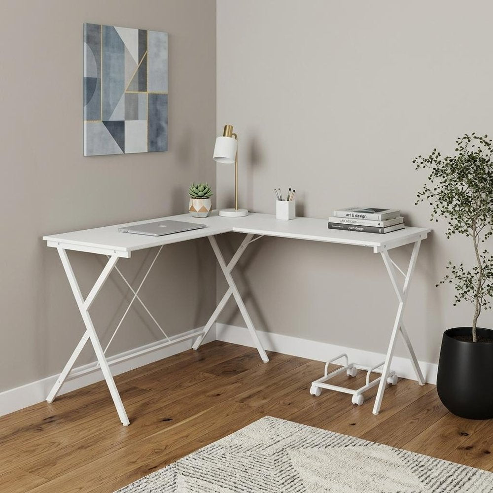 62" White L Shape Computer Desk HomeRoots