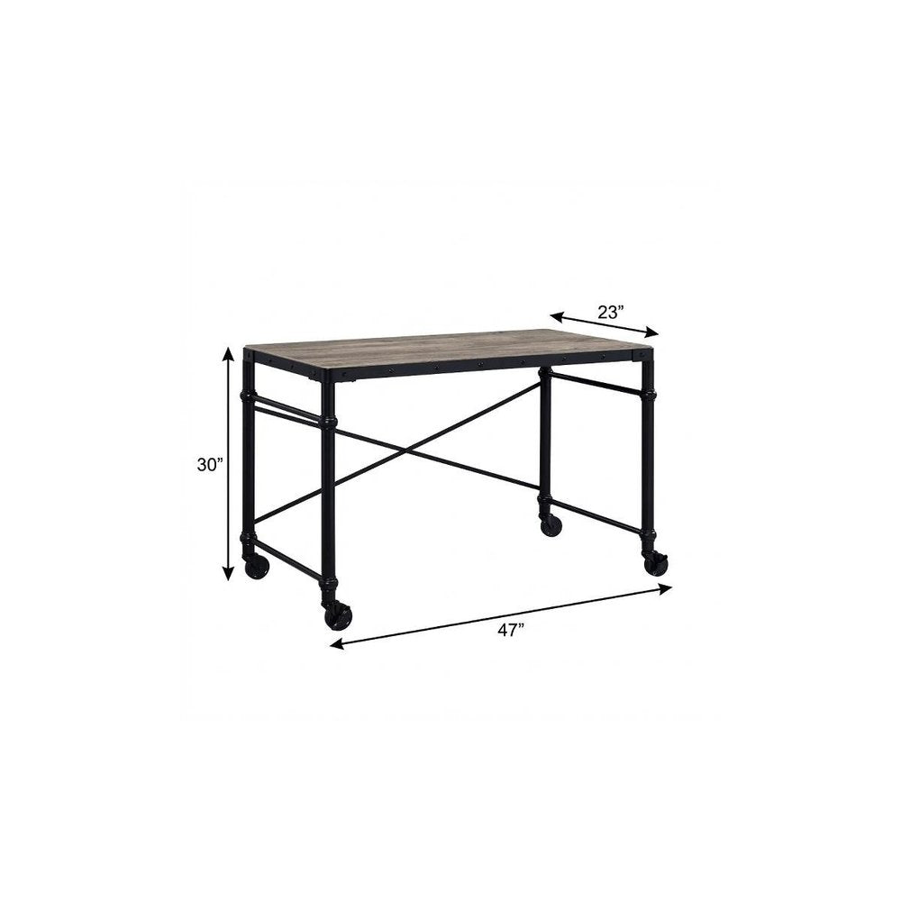 47" Brown and Black Writing Desk HomeRoots