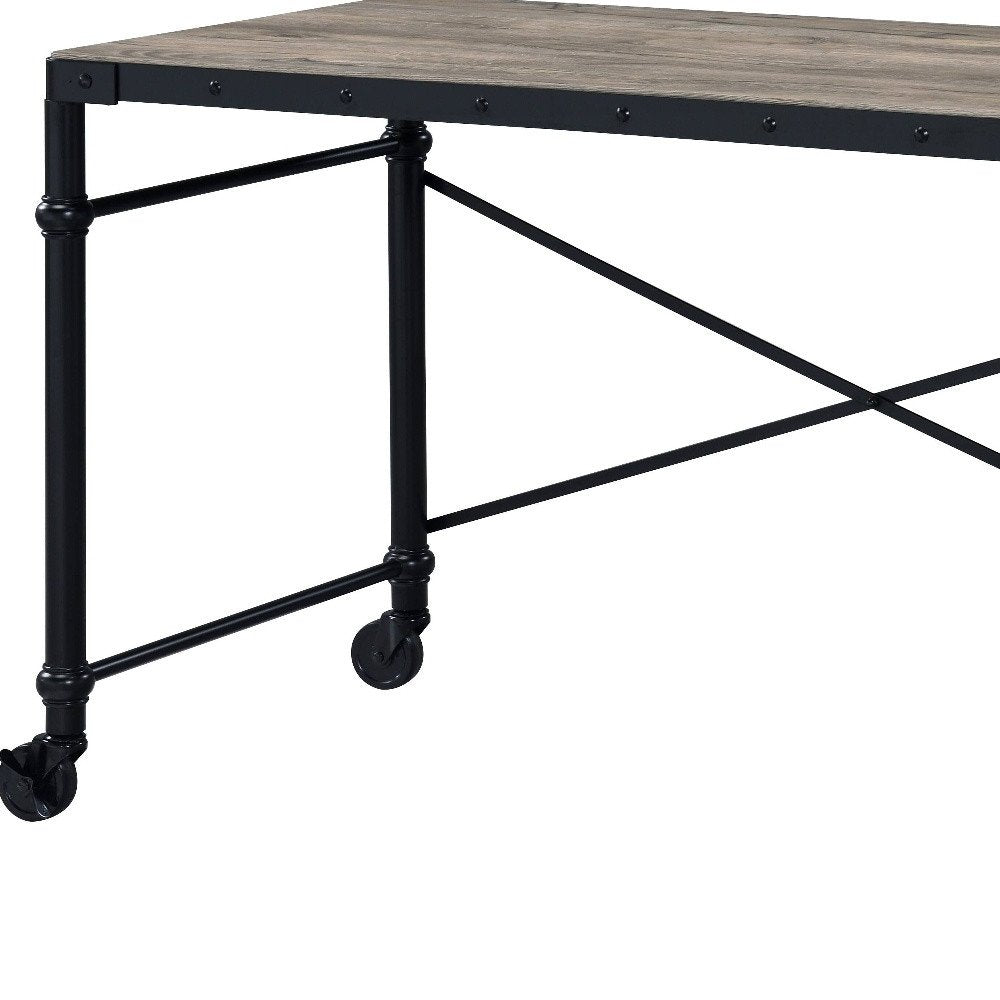 47" Brown and Black Writing Desk HomeRoots