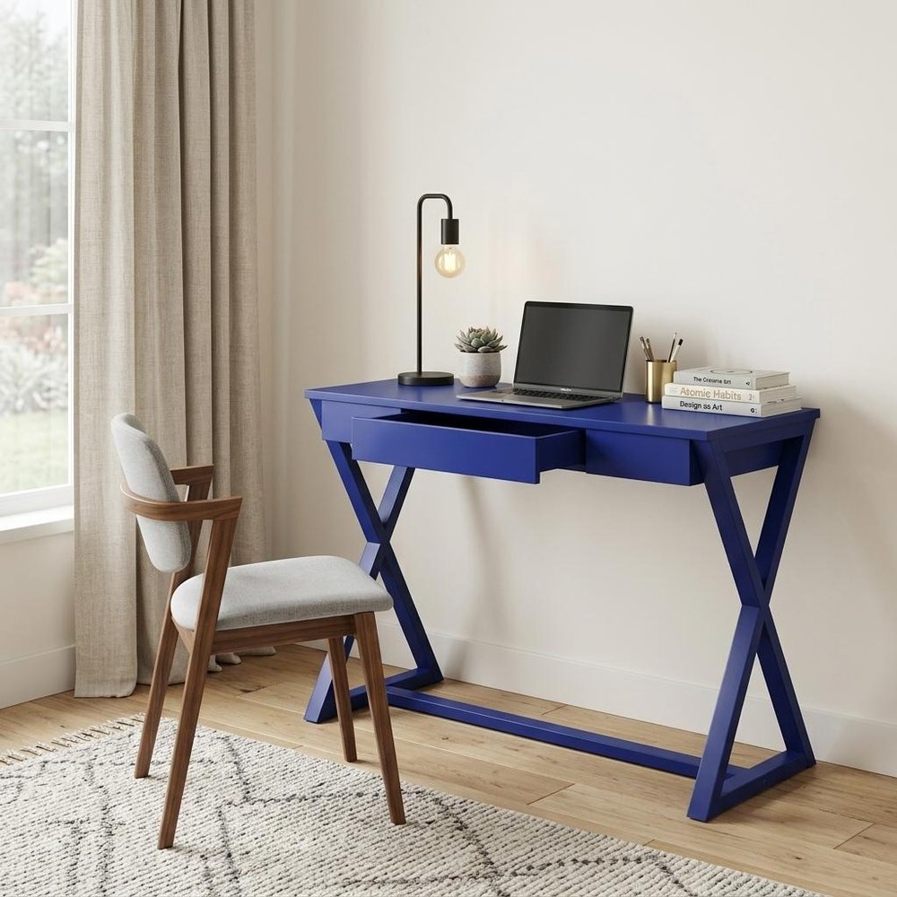 42" Blue Writing Desk HomeRoots