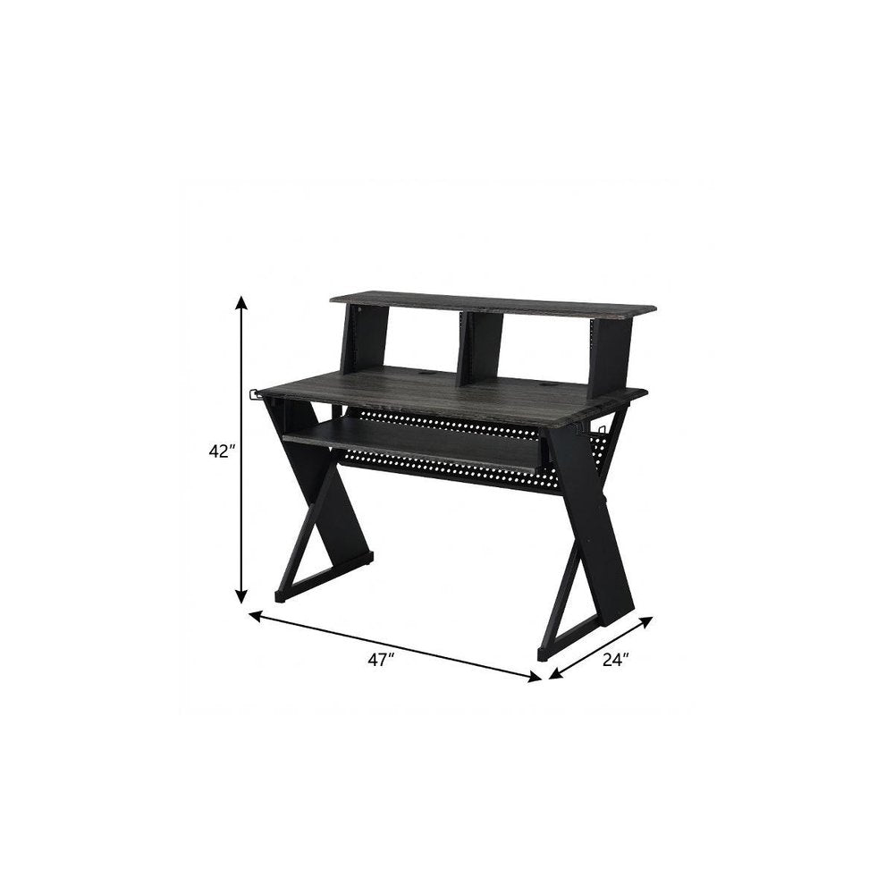 47" Black Wood and Metal Computer Desk HomeRoots