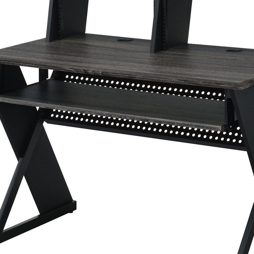 47" Black Wood and Metal Computer Desk HomeRoots