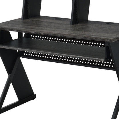 47" Black Wood and Metal Computer Desk HomeRoots