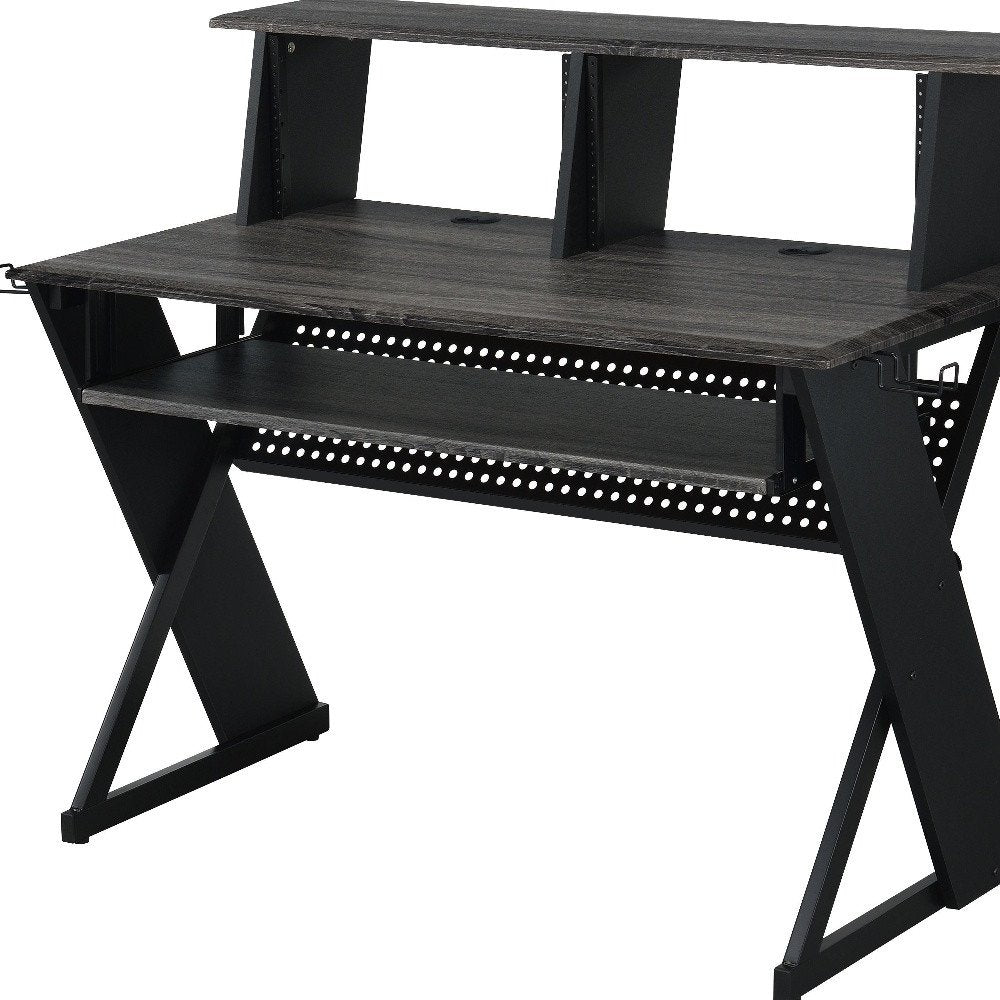 47" Black Wood and Metal Computer Desk HomeRoots