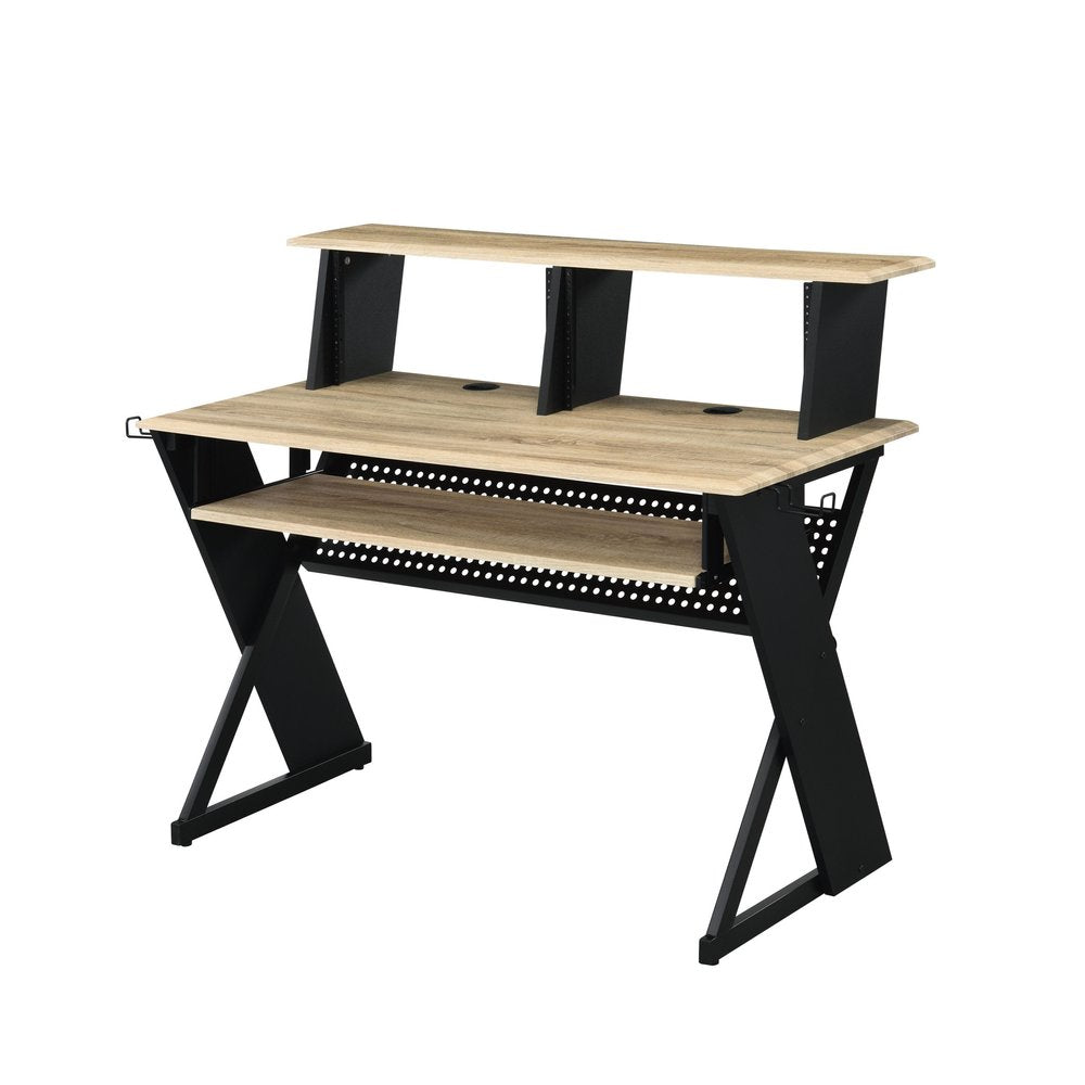47" Natural and Black Music Desk HomeRoots