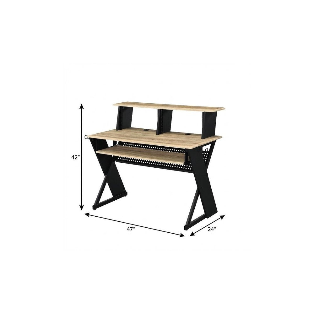 47" Natural and Black Music Desk HomeRoots