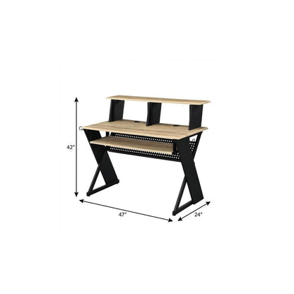 47" Natural and Black Music Desk HomeRoots