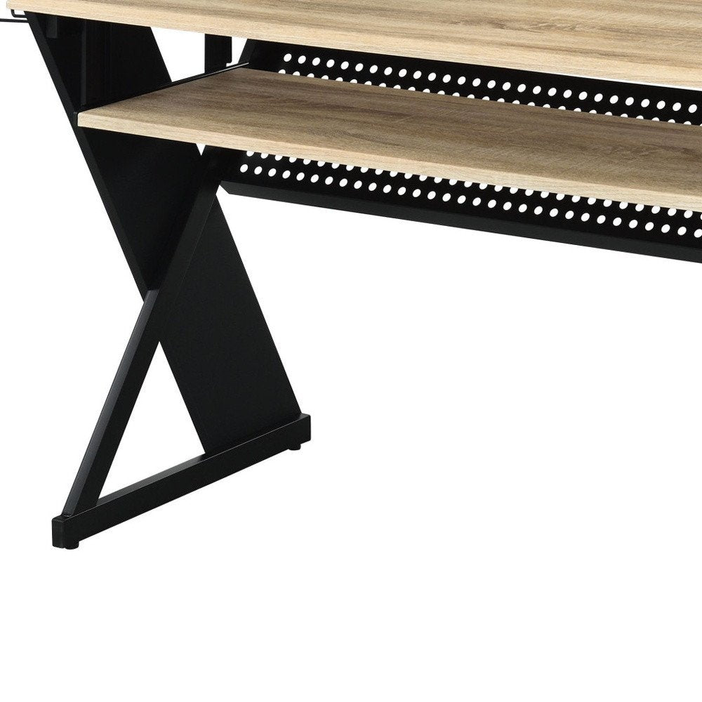 47" Natural and Black Music Desk HomeRoots
