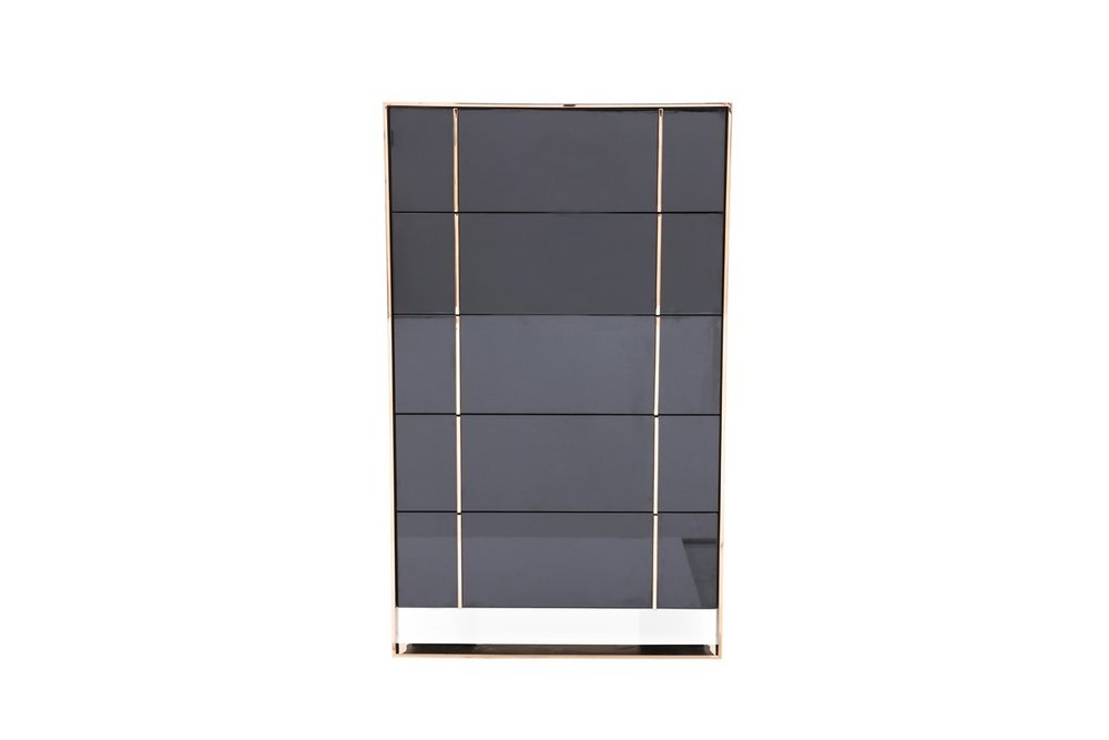 55" Black And Gold Solid Wood Six Drawer Double Dresser HomeRoots