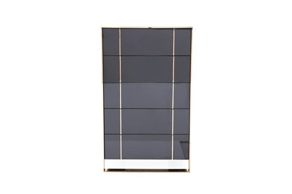 55" Black And Gold Solid Wood Six Drawer Double Dresser HomeRoots