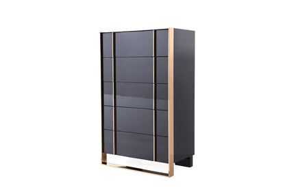 55" Black And Gold Solid Wood Six Drawer Double Dresser HomeRoots