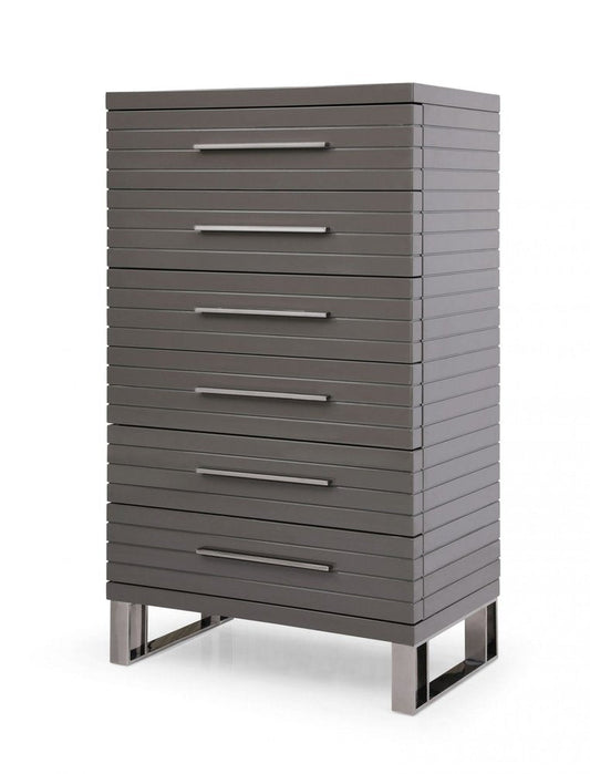30" Gray Wood Six Drawer Dresser