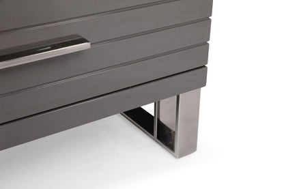 30" Grey Manufactured Wood + Solid Wood Stainless Steel Six Drawer Chest HomeRoots