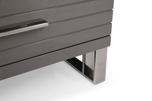 30" Grey Manufactured Wood + Solid Wood Stainless Steel Six Drawer Chest HomeRoots