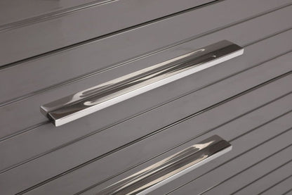 30" Grey Manufactured Wood + Solid Wood Stainless Steel Six Drawer Chest HomeRoots