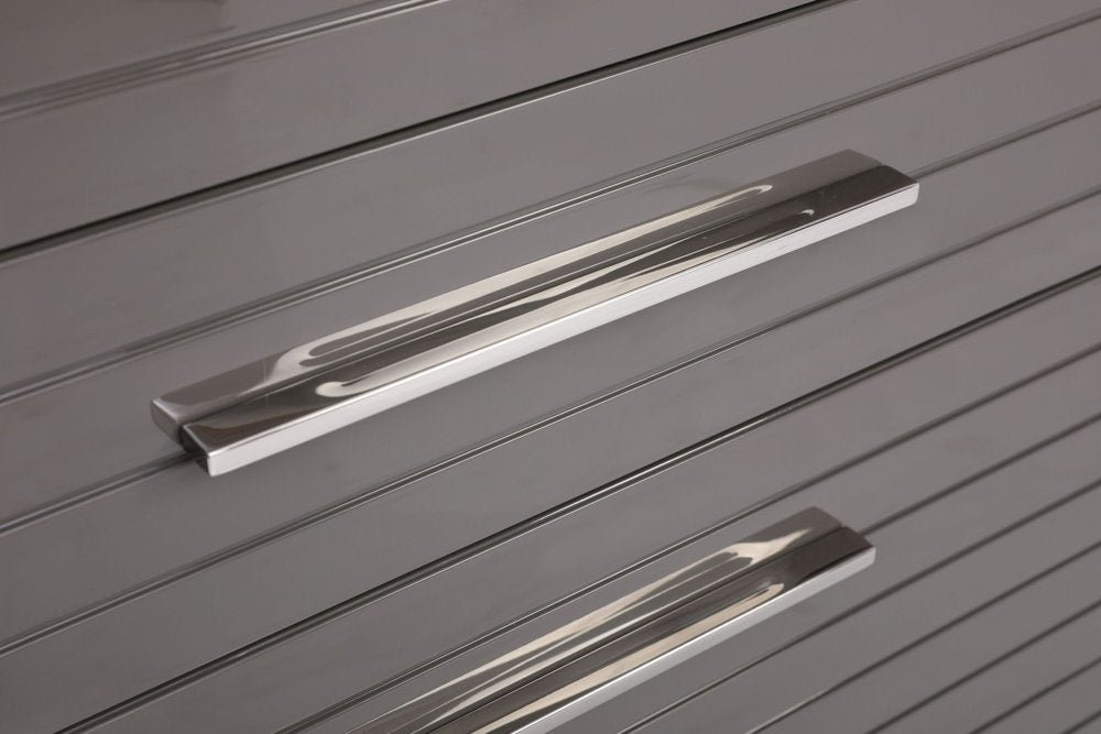 30" Grey Manufactured Wood + Solid Wood Stainless Steel Six Drawer Chest HomeRoots