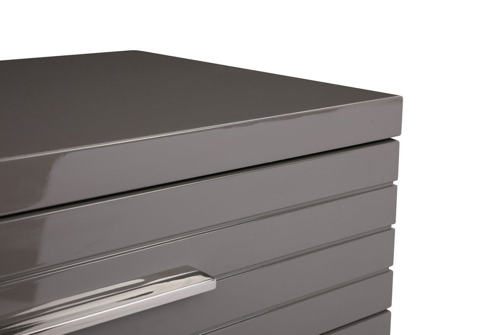 30" Grey Manufactured Wood + Solid Wood Stainless Steel Six Drawer Chest HomeRoots