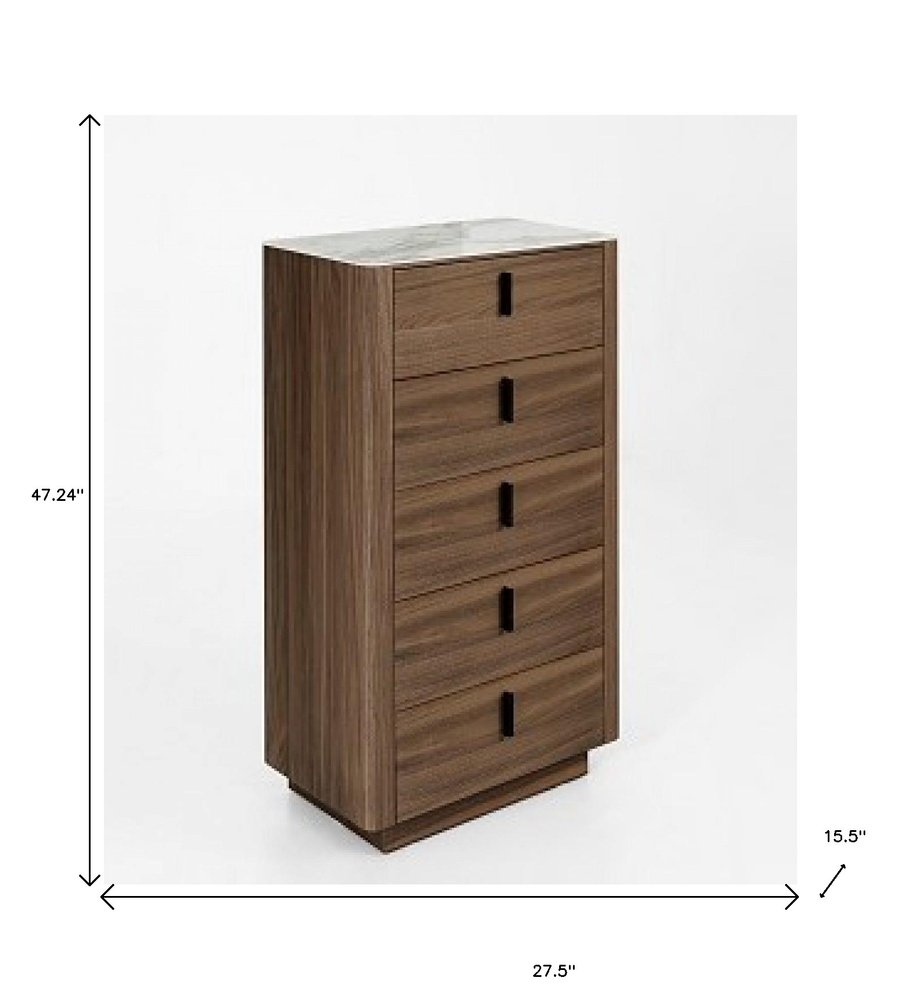 28" Black And White Wood Five Drawer Dresser HomeRoots