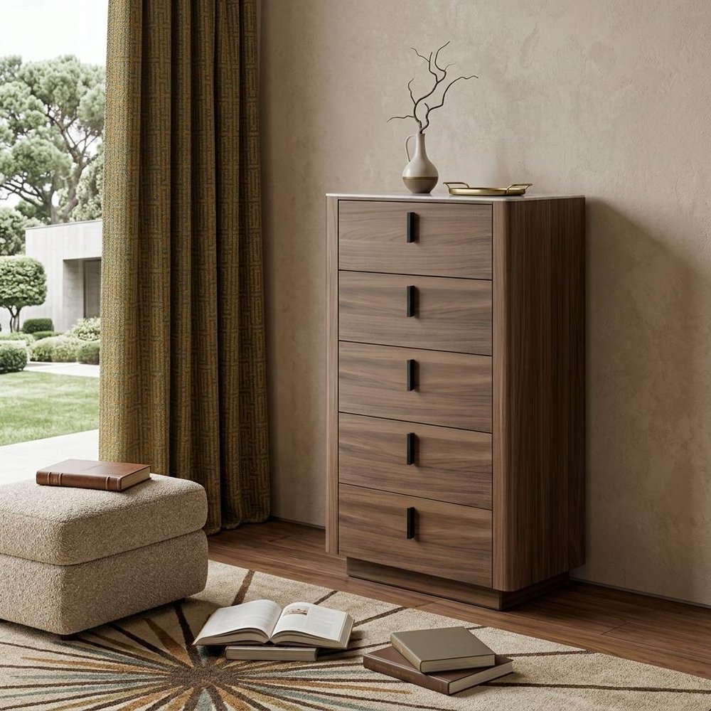 28" Black And White Wood Five Drawer Dresser HomeRoots