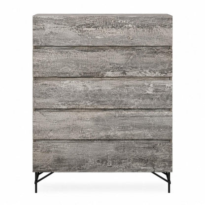 33" Black And Gray Wood Five Drawer Dresser HomeRoots