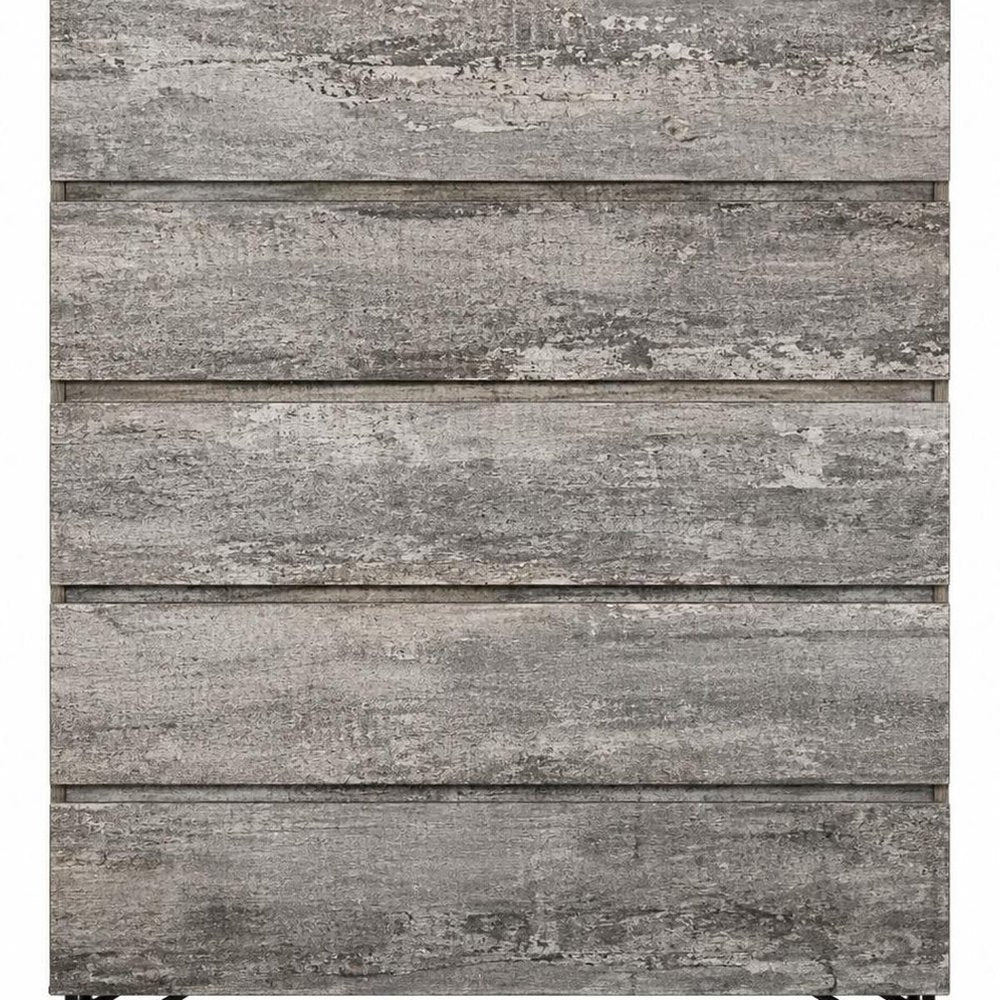 33" Gray Wood Five Drawer Dresser — view 3