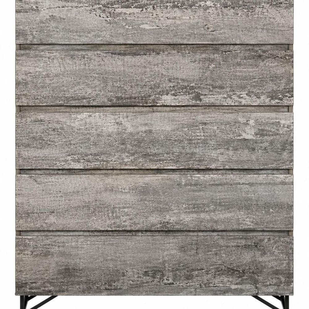 33" Black And Gray Wood Five Drawer Dresser — view 5