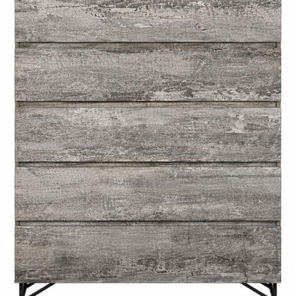 33" Black And Gray Wood Five Drawer Dresser HomeRoots