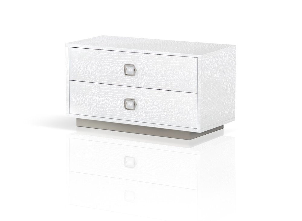 19" White Solid and Manufactured Wood Two Drawer Nightstand