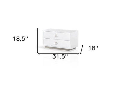 19" White Solid and Manufactured Wood Two Drawer Nightstand