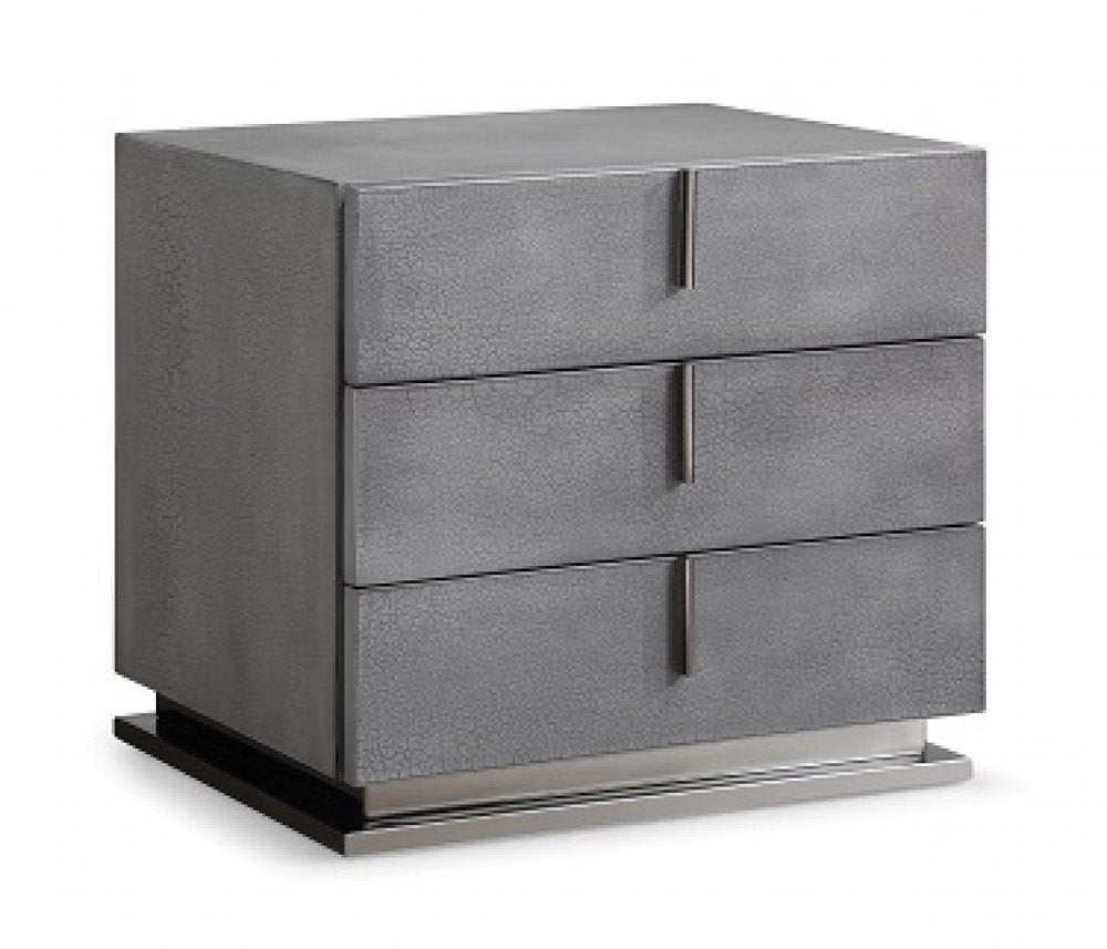 22" Gray Solid and Manufactured Wood Three Drawer Nightstand HomeRoots