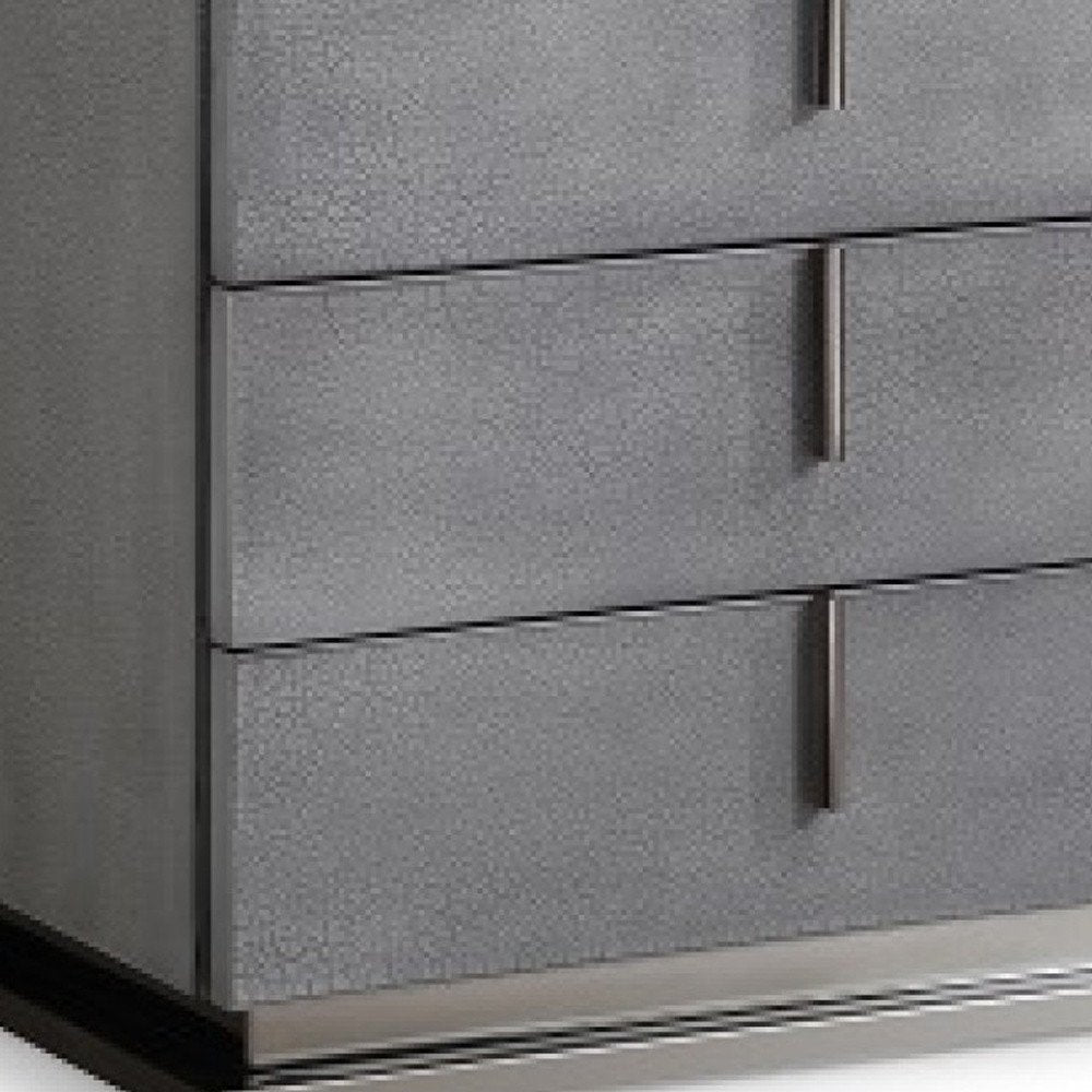 22" Gray Solid and Manufactured Wood Three Drawer Nightstand HomeRoots