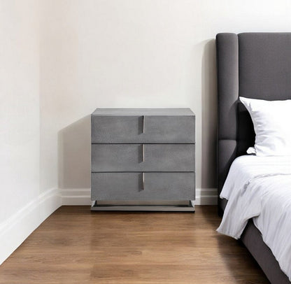 22" Gray Solid and Manufactured Wood Three Drawer Nightstand HomeRoots